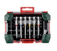 metabo Caja de Puntas SP de 15 Piezas, Juego de Destornillador con Puntas | Puntas de acero al cromo vanadio de 25 mm y 75 mm de largo, con soporte magnetico de cambio rapido y codificacion de colores