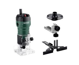 metabo FM 500-6, Fresadora de Cantos de 500 W con Pinza de 6 mm | Compacta recortadora para madera con guía paralela, 32000 rpm y rodillo guía, sin batería ni cargador incluido