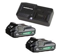 Metabo HPT 18V Lithium Ion Battery & Charger Kit, 2.0Ah Batteries with Charge Indicators, Lightweight Design, Long Lasting Power with 30% Longer Runtime, Multiplex Protection Circuit, UC18YKSLS
