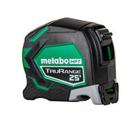 Metabo HPT Cinta métrica, TruRange de 25 pies, largo alcance de 17 pies, hoja verde de alta visibilidad, fracciones incrementales de 1/8 pulgadas, acero recubierto de nailon extruido duradero, diseño