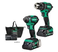 Metabo HPT Kit combinado de taladro inalámbrico MultiVolt™ de 18 V y destornillador de impacto sin escobillas | Incluye baterías de 2 a 18 V 2.0 Ah | KC18DEXQB