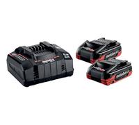 metabo Kit básico, 2 baterías LiHDX 4,0 Ah, Cargador ASC 145, 18 V CAS | Potente set con tecnología Tabless, 2 baterías recargables, cargador rápido, compatible con sistema de alianza sin cable