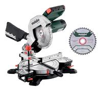 Metabo KS 216 M 610216900 - Juego de sierra tronzadora (caja con 2 hojas de metal duro, inclinación de la hoja de sierra, ampliaciones de mesa integradas)