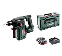 metabo Martillo combinado a batería KH 18 LTX BL 24-18 V, 2,2 J de energía de impacto, 4750 golpes/min - SDS-Plus, sin escobillas - Incluye 2 baterías LiHD de 4,0 Ah, cargador ASC 55 y metaBOX 165 L