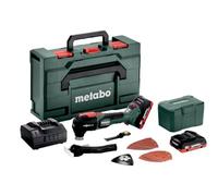 metabo MT 18 LTX BL QSL Multiherramienta, 18V Motor sin Escobillas | Herramienta oscilante Starlock para serrar y lijar, incluye 2 baterías 4,0 Ah, cargador, accesorios y metaBOX 145 L