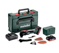 metabo MT18 LTX BL QSL - Multiherramienta inalámbrica (18 V, 20.000/min, oscilación, herramienta oscilante para serrar, lijar, raspar, sin escobillas, compatible con Starlock, incluye 2 baterías de