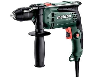 metabo SBE 650 Taladro Percutor de 650 W, Portabrocas 13 mm y Reversible | Herramienta de cable de 10 Nm, perfora 14 mm en hormigón, husillo con hexágono interior para puntas, velocidad variable