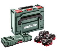 Metabo Set Básico 4X LiHD 5,5 Ah con Cargador Rápido Duo ASC 145 para Máximo Rendimiento - Compatible 18V Herramientas Eléctricas