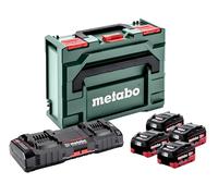 metabo Set Básico con 4 Baterías LiHD 5,5 Ah y Cargador Rápido ASC 145 Duo | Compatible con herramientas de 18V y sistema CAS, incluye 4x baterías de alto rendimiento y maletín metaBOX 145 L