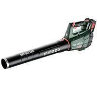 Metabo Soplador de hojas LB 18 LTX BL (con 2 baterías de 5,2 Ah / 18 V, elimina hojas y suciedad, velocidad del aire de 150 km/h, con gancho para colgar, herramientas de jardín), color azul