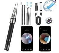 METACHOICE Cámara de herramienta de eliminación de cera de oído, cuchara y pinza 2 en 1, otoscopio HD de 5.0 MP, registrado por la FDA, limpiador de oídos WiFi con 6 luces LED, kit completo de
