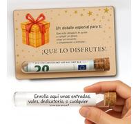 METACREART Tarjeta de madera para Regalo Sorpresa, con tubo para Dinero, Mensajes o Vales. Forma original de regalar dinero, regalos navidad originales, regalos originales adolescentes