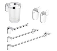 METAFORM - Juego Completo de Accesorios para el baño - Línea Zero Cromo - Juego Compuesto por 5 Piezas Fabricadas en Acero Cromado y plástico ABS (acrilonitrilo butadieno estireno)