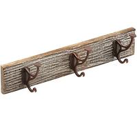 Metafranc 261847 Perchero Vintage de Madera de Mango (450 x 90 mm, 3 Ganchos)
