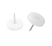 Metafranc 644446 - Protectores para muebles (25 mm de diámetro, plástico, con clavo, 8 unidades), color blanco