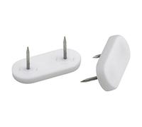 Metafranc 644716 644716-Protectores (45 x 20 mm, plástico, con Clavos, 4 Unidades, antitorsión, Aptos para Exteriores), Juego de Deslizadores de Muebles para Suelos no sensibles, Blanco