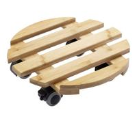 Metafranc 825330 Rollo para Plantas Ø 300 mm - Carga máxima 60 kg - Bandeja de bambú - Aspecto de Madera Natural - Ruedas de TPE con 4 bloqueos/Rollo de Flores/Ayuda al Transporte para Plantas