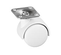 Metafranc Rodillo doble Ø 40 mm - 38 x 38 mm placa - rueda de plástico - superficie de rodadura dura - cojinete deslizante - capacidad de carga de 20 kg/rodillo de transporte/rodillo para muebles