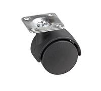 Metafranc Rueda doble de 40 mm de diámetro, placa de 38 x 38 mm, rueda de plástico, superficie de rodadura dura, rodamiento de deslizamiento, capacidad de carga de 20 kg, ruedas de transporte, ruedas para muebles, contenedores, 800100