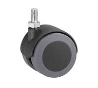 Metafranc Rueda doble de 50 mm de diámetro, con tornillo, rueda de TPR, superficie de rodadura suave, rodamiento de deslizamiento, capacidad de carga de 50 kg, ruedas de transporte, ruedas para muebles, contenedores, carretes de parquet, 800330