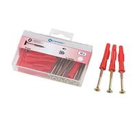 Metafranc Surtido de tacos y tornillos universales de 30 piezas, diámetro de 8 mm, fabricado en Alemania, para fijaciones en materiales de construcción completa y hueca, tacos multiusos, juego de fijación, 952800