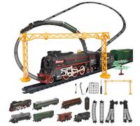 MetaHrystynx Juego de tren de control remoto, modelo de tren de Navidad eléctrico RC con carro de lujo y pista larga, luz LED y sonido, regalo de tren de árbol de Navidad para adolescentes y adultos