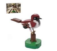 MetaHrystynx MOC-190893 - Juego de bloques de construcción de pájaros, modelo de exhibición de bloques de construcción de gorrión italiano, modelo temático de animales coleccionables para construir y