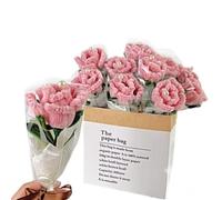 MetaHrystynx Ramo de flores de ganchillo hecho a mano, kit de material de ramo de rosas para el día de San Valentín, graduación, cumpleaños y decoración del hogar (kit de 12 rosas/rosa)