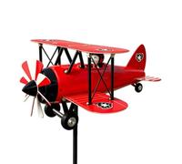 Metal Airplane Wind Vane | Biplane Wind Spinner Outdoor Garden Decor |