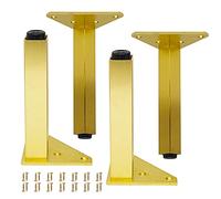 Metal Aluminum Furniture Legs,4Pcs Square Replaceable Legs,Height-Adjustable Furniture Foot Sofa Feet,Non-Slip DIY Home Cabinet Table Legs,for TV Tables,Benches,Bathrooms (35cm/14in,Gold)