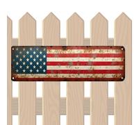 Metal American Flag Outdoor 15.8x3.9inRustic 4th Of July Porch Plate Is A V