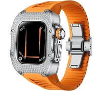 Metal And Diamond Watch Case+Rubber Watch Strap Mod Kit，For Series 8 7 6 5 4 SE，Luxury Delicate Sport Rubber Band Modification Kit，For iWatch 40mm 41mm