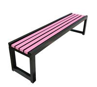 Metal Backless Garden Bench - Weather Resistant Iron Outdoor Seating for Balcony, Park, and School(Black+Pink,40W100L45H)