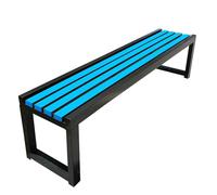 Metal Backless Garden Bench - Weather Resistant Iron Outdoor Seating for Balcony, Park, and School(Black+Blue,40W150L45H)