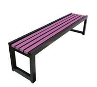 Metal Backless Garden Bench - Weather Resistant Iron Outdoor Seating for Balcony, Park, and School(Black+Purple,40W150L45H)
