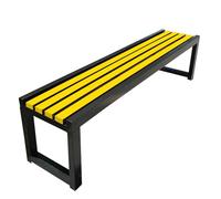 Metal Backless Garden Bench - Weather Resistant Iron Outdoor Seating for Balcony, Park, and School(Black+Yellow,40W100L45H)