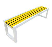 Metal Backless Garden Bench - Weather Resistant Iron Outdoor Seating for Balcony, Park, and School(White+Yellow,40W150L45H)