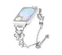 Metal Band for Xiaomi Smart Band 8 Pro Heart Clover Decor Watch Strap Replacement - Silver