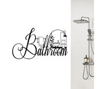 Metal Bathroom Sign, Cut-Out Wall Decor for Door or Entryway, Rustic Decorative Bathroom Wall Art for Farmhouse Home Dorm Apartment Hotel or offices, Easy to Mounts Indoor Accent Sign