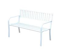 Metal Bench, Outside Bench, with Backrest and Armrests, Stable Load-Bearing Capacity, Easy to Install and Maintain, for Backyard, Poolside, Lawn(White)