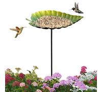 Metal Bird Bath, Leaf Standing Hummingbird Bath Decor, Bird Feeder Waterer, Outdoor Garden Birds Batth Stand Bowl Feeding Station Durable Metal Yard Ornament For Garden Balcony Patio Backyard Lawn
