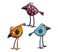 Metal Birds Garden Decor - 3 Pieces Outdoor Boho Wall Art | Bird Sculptures