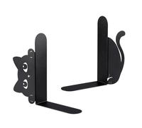 Metal Book Ends, Cat Shelf Support, Heavy Duty Book Holder Set with Anti Slip Base Design, Sturdy Iron Construction Decor, Funny Cat Style Design, Desk Organizer for Home Offices Use