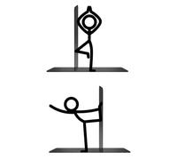 Metal Bookend Holder for Shelves, Human Figure Book Support Divider, Black Book Stopper Pair, Anti Slip Base Organizer, Modern Display Accessory for Home Office School Library Kitchen Decor