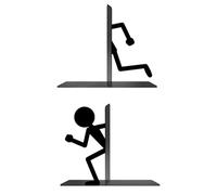 Metal Bookend Holder for Shelves, Human Figure Book Support Divider, Black Book Stopper Pair, Anti Slip Base Organizer, Modern Display Accessory for Home Office School Library Kitchen Decor