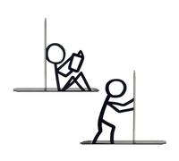 Metal Bookends - 17.5x3x14.99cm Black Heavy Duty Abstract Organizer, Compact Book Stopper | Stylish Functional Support For Living Room Bedroom Den Library Coffee Tables TV Stands Kids Room