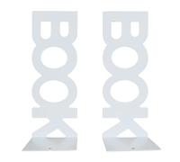 Metal Bookends Decorativos Librios de Libros de Servicio Pesado en Forma de L en Forma de L para la Biblioteca de bibliotecas de la Escuela de la Oficina de 2 Acero Negro 8.27 x (Blanco)