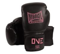 METAL BOXE - Guantes de boxeo One Junior, color negro y rosa