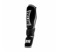 Metal Boxe Protège Tibias+Pieds Néoprène Protège Tibias-pieds MMA Combat Libre Gris Noir L