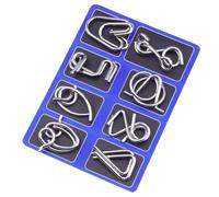 Metal Brain Teaser Puzzles Ring Educational Toys, Brain Teaser Wire Puzzle Game with Pouch For Party Favor Challenge (C)